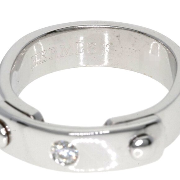 HERMES 18k White Gold Diamond Ring #53 - Picture 4 of 9